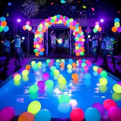 Mega-L Glow in the Dark Party Supplies, 100 Pcs UV Neon Balloons, 12″ round Mult