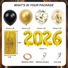 89pcs 2026 Happy New Year Decorations Kit New Years Eve Party Supplies Black …