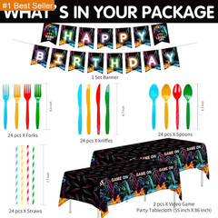 Video Game Birthday Decorations, Game on Birthday Party Supplies, Paper Plate, N