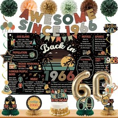 60th Birthday Party Decorations, Vintage 1966 Poster, Cheers Banner, Balloons &