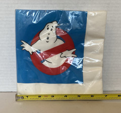 Vintage Ghostbusters 1980s Sealed Party Napkin Pack & 5 Invitations w/Envelopes