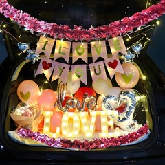 Valentines Day Decorations 29.5Ft Heart Tinsel Garland 3PCS Red Pink White