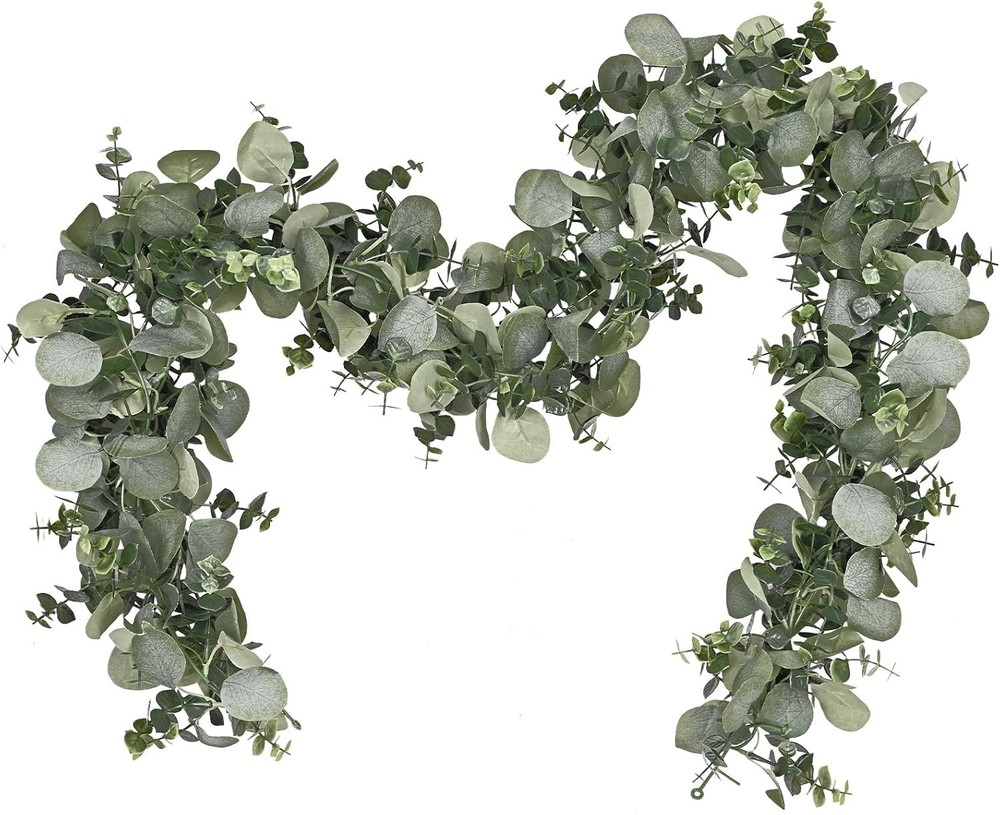 Dolicer 2 Packs 6FT Artificial Eucalyptus Garland, Faux 2 Packs, Grey Green