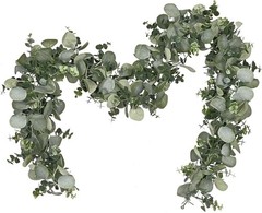 Dolicer 2 Packs 6FT Artificial Eucalyptus Garland, Faux 2 Packs, Grey Green
