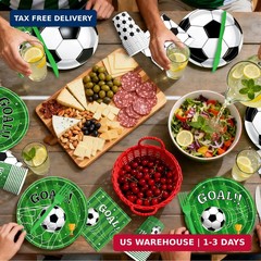 Soccer Birthday Party Decorations Includes Plates, Napkins, Cups, Banner, Hangin