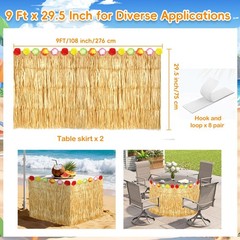 2 Pack Hawaiian Grass Table Skirt 108″ x 29.5″, Laua Party Decorations Grass …