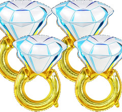 2Pcs Diamond Ring Balloons – 26 Inch | Wedding Ring Balloon for Bridal Shower De