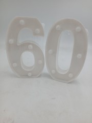 Plastic 60 Number Marquee Light Up Table Decoration White Birthday Adults Set 2