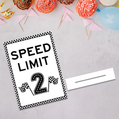 Race Car Birthday Decor – Speed Limit 2 Acrylic Sign with Stand, 8×12 inches