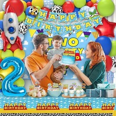 Two Infinity and Beyond Birthday Decorations Include Happy Birthday Banner Ba…