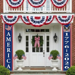 Bold Red, White & Blue Hanging Flags – 250th Anniversary Decor for All Occasions