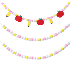 3 Pcs Back to School Decorations 10 Ft Apple and Pencil Felt Ball Banner Cute Po