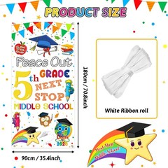 5TH Grade Graduation Decorations 2026, 5TH Grade Graduate Door Cover, White Peac