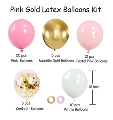 «50PCS 12″» Pink White Gold Balloons Set Birthday Wedding Bridal Shower Party»