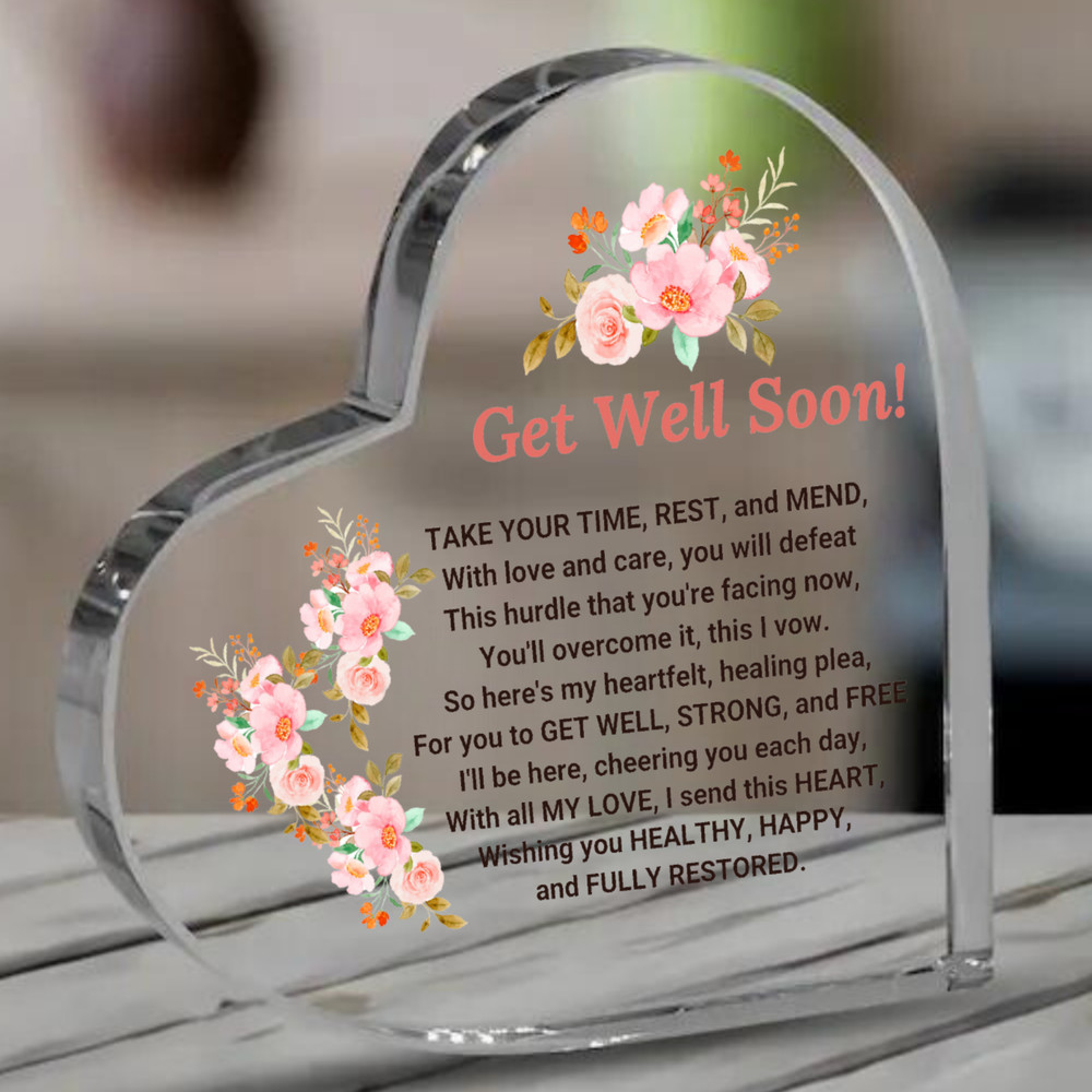 Get Well Soon Gifts Acrylic Heart Keepsake Gift for Women Mom Girl Sister