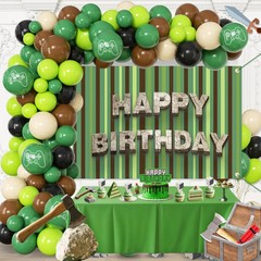 Birthday Party Supplies Decorations Minecraft Video Gaming Green & Brown