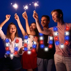 Vibrant LED Star Light Necklaces – 4th of July Celebration Essentials, Set of 2