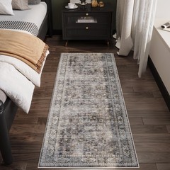 Runner Rug Hallway Washable Kitchen 2’7″ x 8′ (Rectangular), Grey