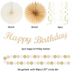 Champagne-Gold Beige Fall Boho Birthday Party-Decorations – 21pcs Autumn Neut…