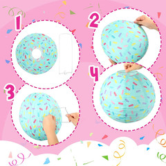 19 Pcs Donut Birthday Party Decorations Lanterns Hanging Donut Theme Decor Paper