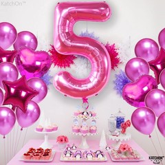 KatchOn, Giant Hot Pink 5 Balloon Number 40 Inch | 5th Birthday Balloons For…