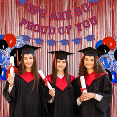 Red Tinsel Foil Fringe Curtains – 2 Pack Party Backdrop 3.2×8 ft
