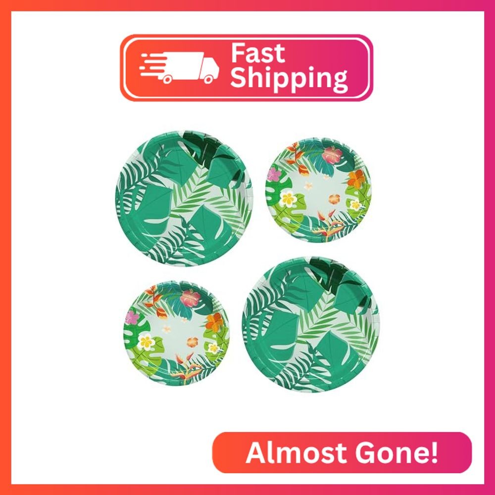 MDDRUIQI Luau Party Decorations – 36 Pack Hawaiian Plates – Tropical Party Decor