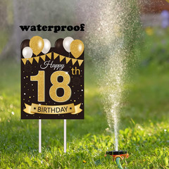 Happy 18Th Birthday Decorations for Boys Black Gold 18Th Birthday Party Yard Sig