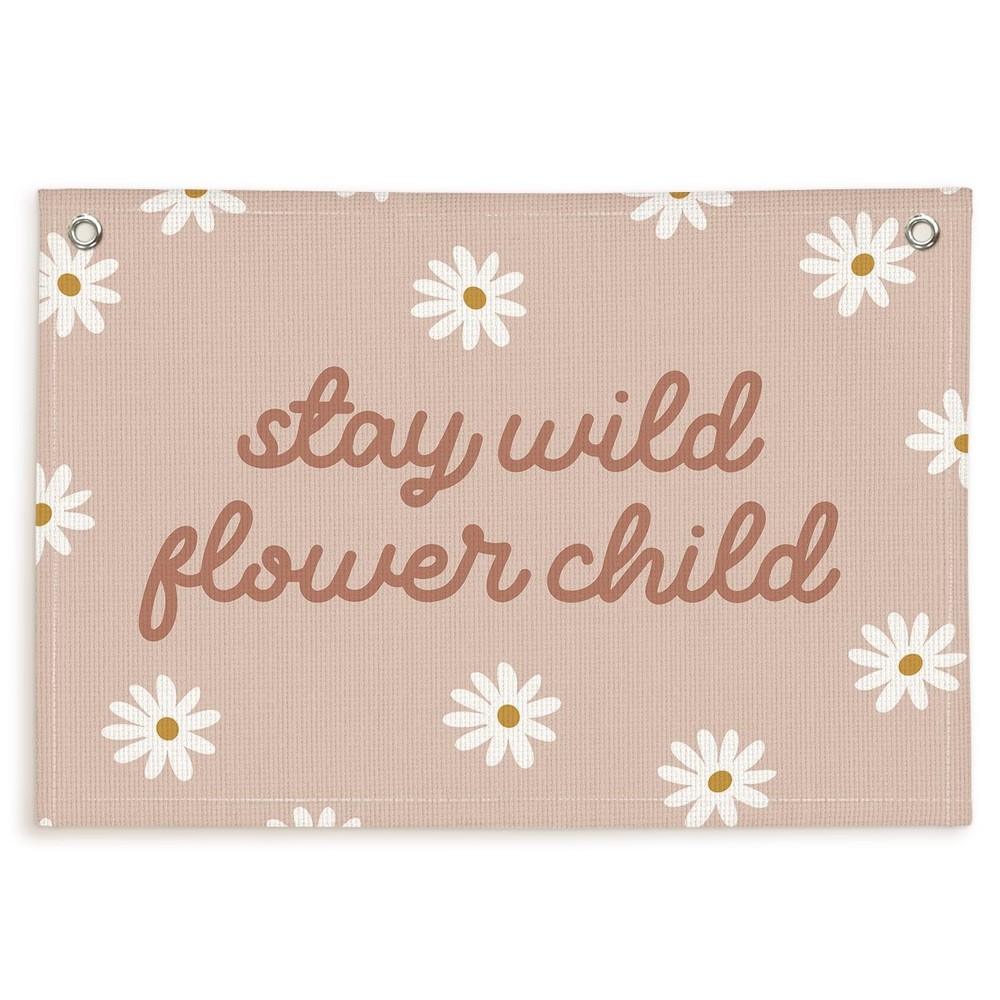 Girls Room Wall Decor, Floral Canvas Banner Wildflower Linen Hanging for Nurs…
