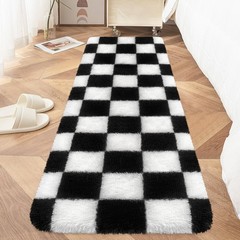MondayRug Soft Fuzzy Fluffy Rug for Bedroom 6′ X 2′ (Runner), Black and White