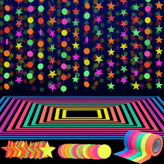 127Ft Glow Neon Party Supplies Set, 6 Colors UV Blacklight Reactive Tape, Neon P