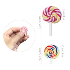 36PCS Clay Lollipop Candy Embellishment DIY Rainbow Color Lolly Crafts (Random)