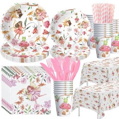 Fairy Party Decorations Set – Enchanted Forest Tableware, Plates, Cups, Napkins