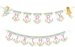 Fairy Garden Happy Birthday Banner Floral Girls Party Decoration Garland