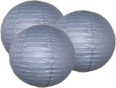 Pack of 3 Round Paper Lanterns Lamp Wedding Birthday Party 14″/35CM, Gray
