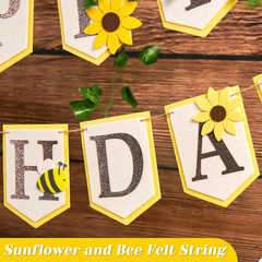 Bee Birthday Party Decorations Bumble Bee Felt Happy Birthday Banner with Sunflo