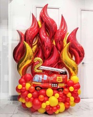 Fire Balloon Garland Arch Kit, 144pcs Red Yellow Chrome Gold Balloons with Fi…