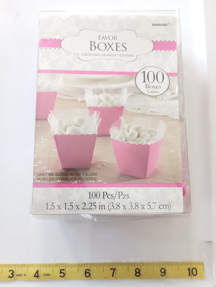 Favor boxes sealed pack(100) red/pink