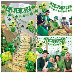 103 PCS St. Patrick’s Day Decorations Kit Party Supplies Set, Shamrock Green