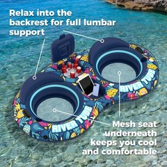 POVRYE Pool Floats Adult, 2 Person River Tubes Inflatable 5in1 Heavy Duty Riv…