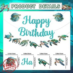 Yavxzvbw Sea Turtle Birthday Banner Garland Ocean Party