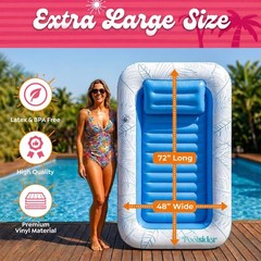 Inflatable Tanning Pool Lounger | 72″ x 48″ Large Inflatable Tanning Bed for …