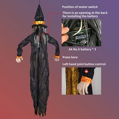 Life Size Hanging Talking Witch – Animated Halloween Witch with Sound Activation