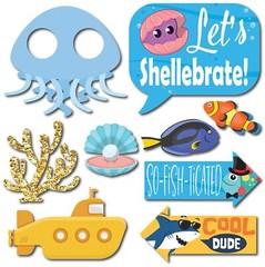 Under The Sea Photo Booth Props – 41-pc Photobooth Kit with 8 x 10-Inch Sign,…