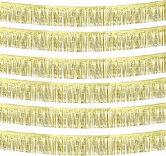 6 Pack 10 Feet Red Silver Foil Fringe Garland Metallic Tinsel Streamers Banner