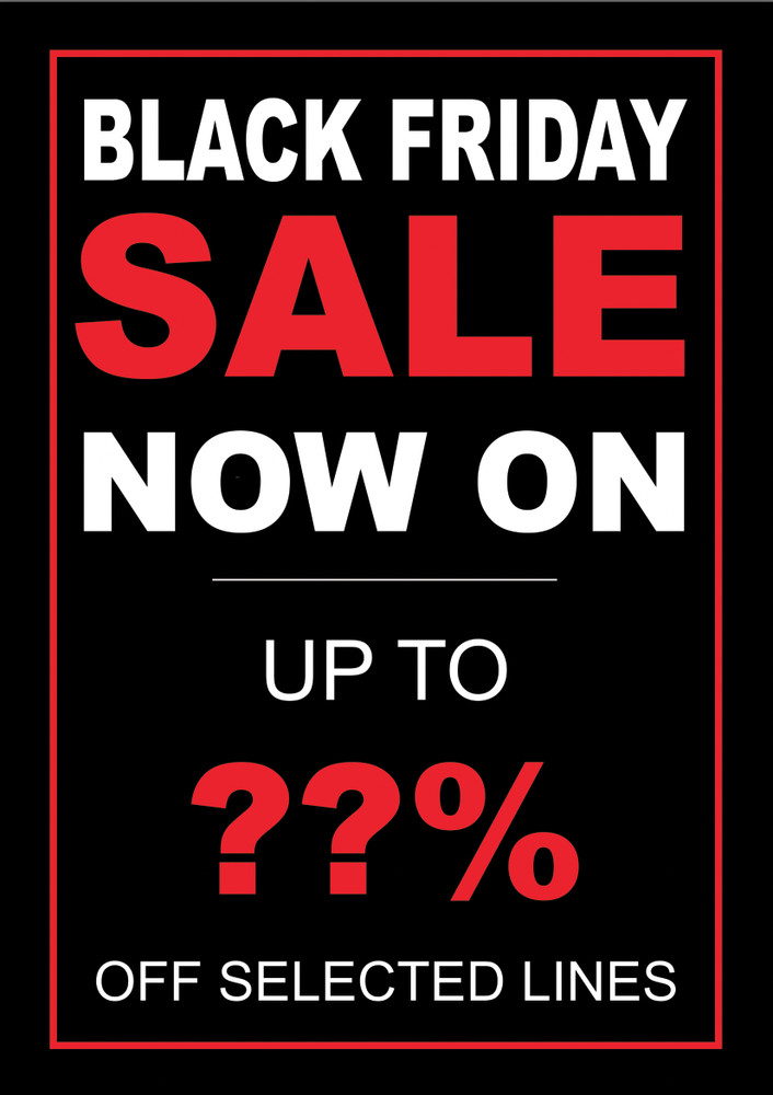 Black Friday Sale Poster Bespoke Text Wording Logo Any % Discount Retail Shop