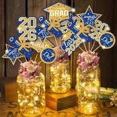 Graduation Decorations Class of 2026-30pcs Blue and Gold Graduation Table Center