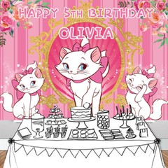 Marie Cat Personalised Custom Banner Backdrop Party Decorations Birthday Gift