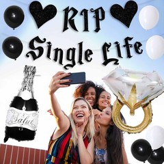 Gothic Bachelorette Party Decorations Glitter Black Rip Single Life Banner,Ba…