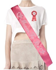 MEANT2TOBE Orange Pink Flower Tiara, Sash Set & Dad Pin – Large, Orange，pink